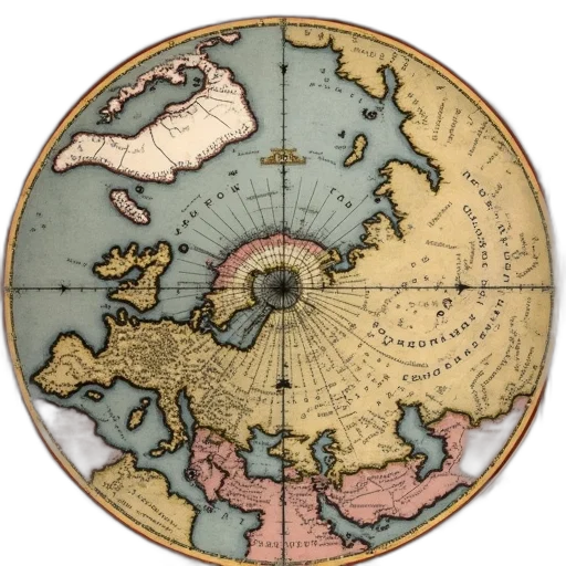 16th, century, map, shows transparent PNG cut-out