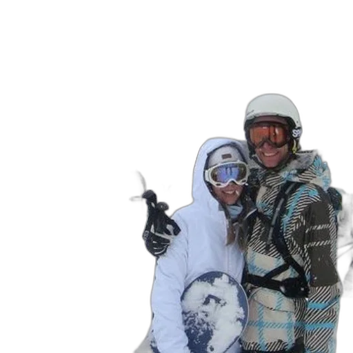 jacket, staff, snow, two transparent PNG cut-out