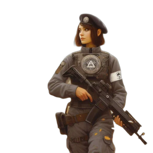 weapon, jacket, staff, concept art transparent PNG cut-out