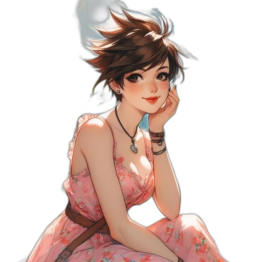 dress, face, crown, staff transparent PNG cut-out