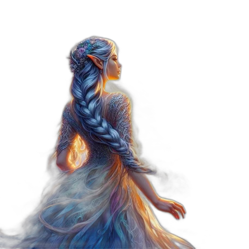 dress, dragon, hair, crown transparent PNG cut-out