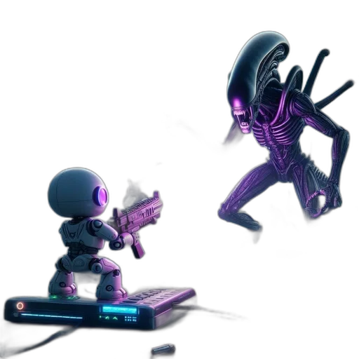 robot, staff, creature, weapon transparent PNG cut-out