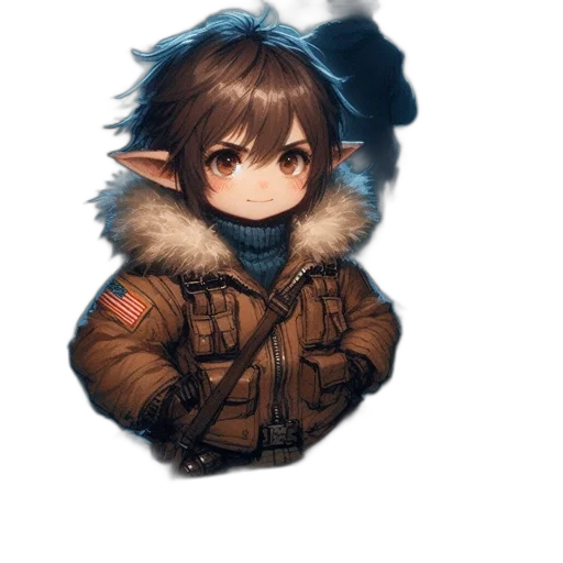 jacket, weapon, staff, face transparent PNG cut-out