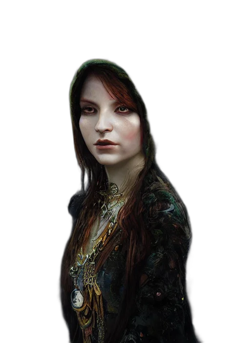 face, staff, dress, jewelry transparent PNG cut-out