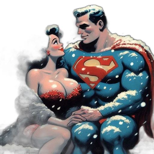 comic book art, concept art, snow, man transparent PNG cut-out