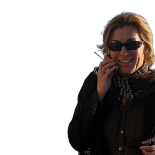 staff, woman, sunglasses, talks transparent PNG cut-out