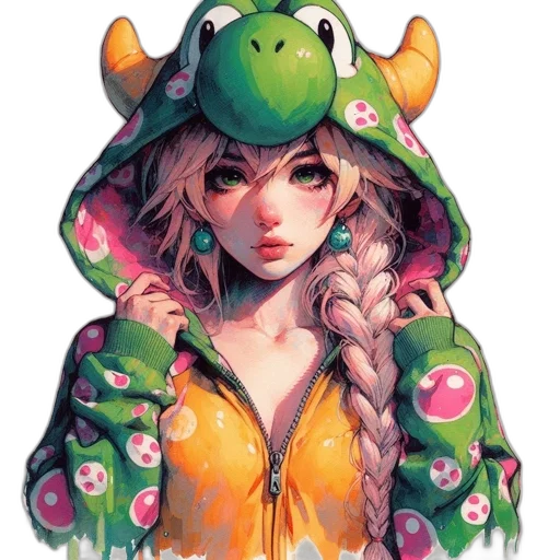 dragon, hat, dress, face transparent PNG cut-out