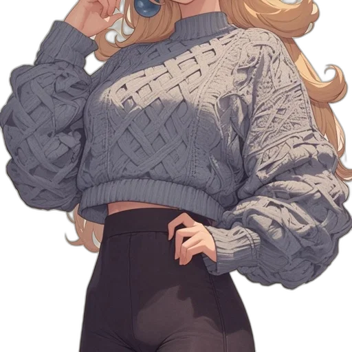 jacket, dress, hair, staff transparent PNG cut-out