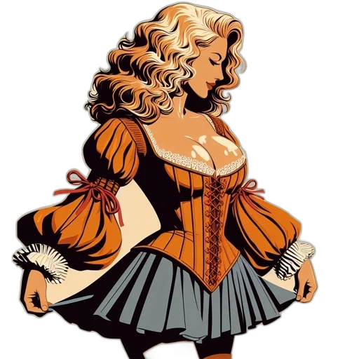 dress, comic book art, cartoon, concept art transparent PNG cut-out