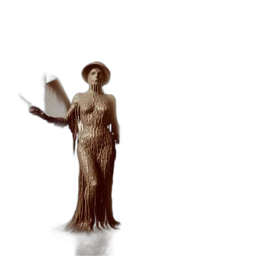 dress, hat, creature, staff transparent PNG cut-out