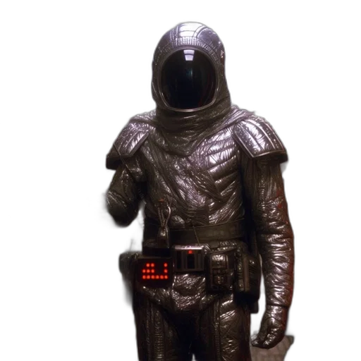 jacket, robot, staff, sword transparent PNG cut-out