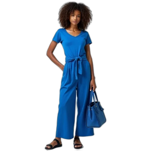 dress, blue, person, curly transparent PNG cut-out