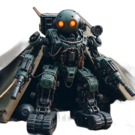 robot, weapon, concept art, 3d render transparent PNG cut-out