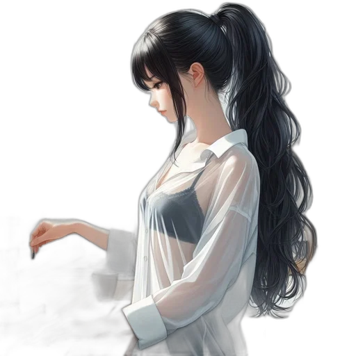 dress, hair, staff, face transparent PNG cut-out