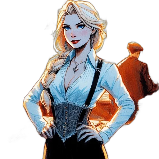 dress, staff, comic book art, concept art transparent PNG cut-out