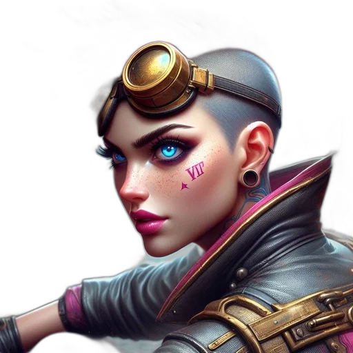 face, fantasy art, concept art, cyberpunk transparent PNG cut-out