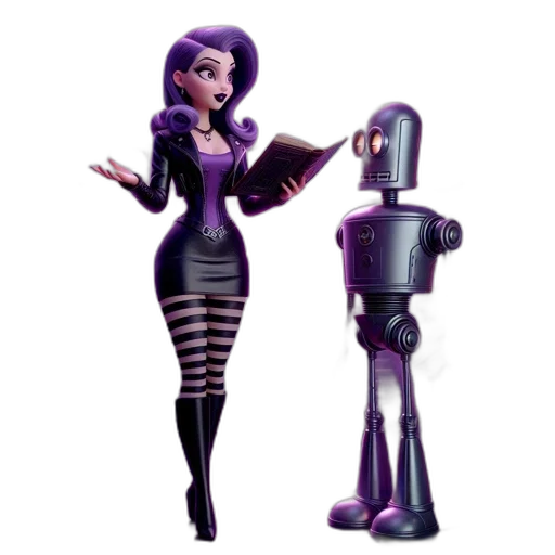 robot, staff, concept art, 3d render transparent PNG cut-out