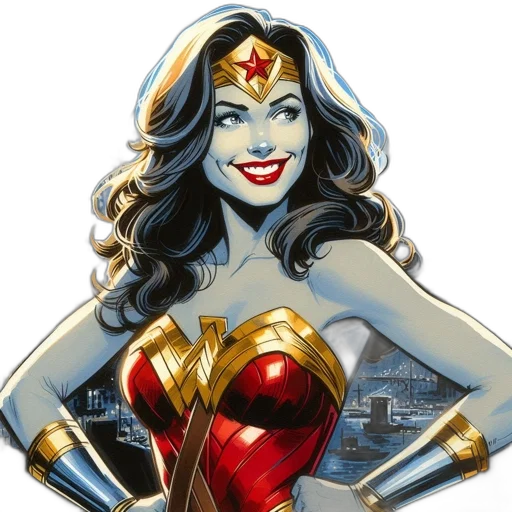 comic book art, concept art, cartoon, wonder transparent PNG cut-out