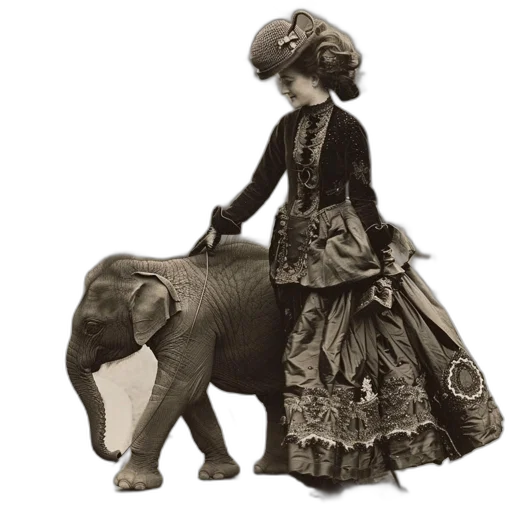 animal, hat, dress, woman transparent PNG cut-out