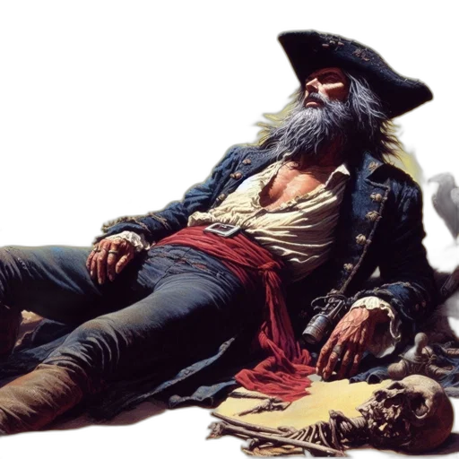 photorealistic, concept art, grizzled, pirate transparent PNG cut-out