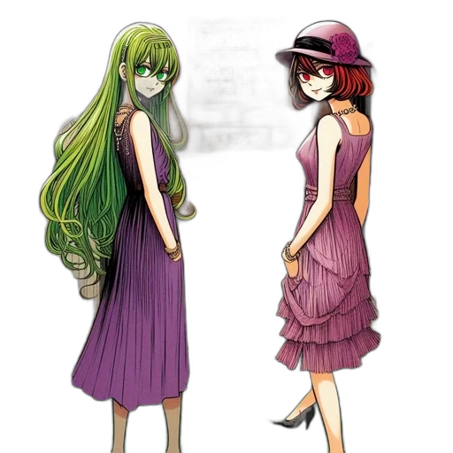 dress, hat, concept art, anime transparent PNG cut-out