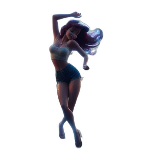 dress, hair, creature, staff transparent PNG cut-out