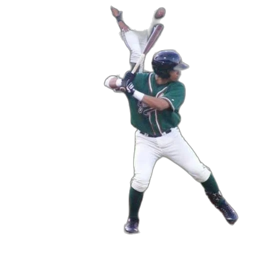 baseball, player, green, white transparent PNG cut-out