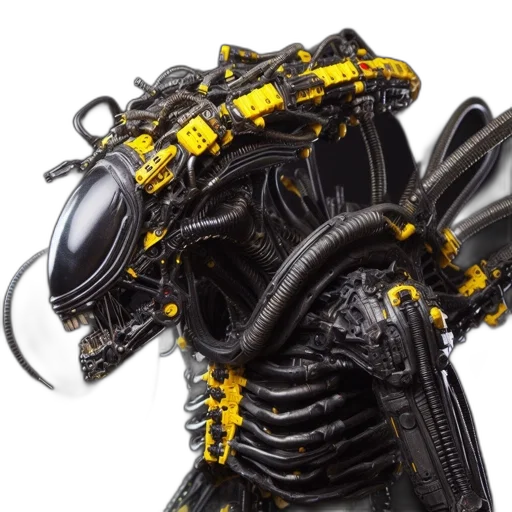 robot, concept art, 3d render, cyberpunk transparent PNG cut-out