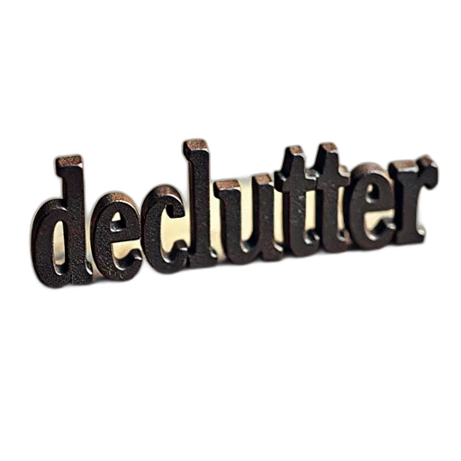 3d render, image, word, declutter transparent PNG cut-out