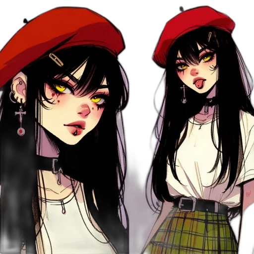 hat, anime, concept art, cartoon transparent PNG cut-out