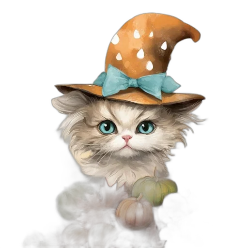 hat, staff, animal, fantasy art transparent PNG cut-out