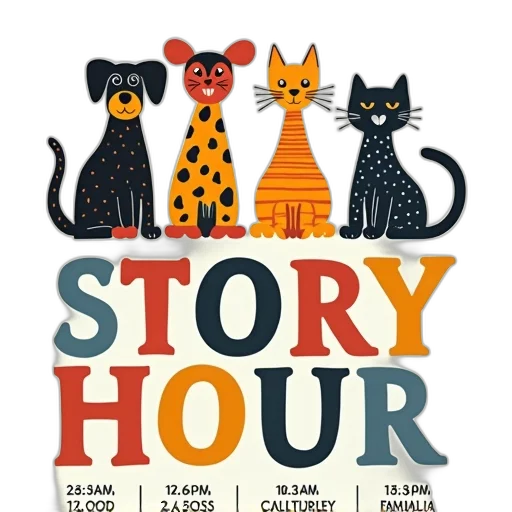 colorful, poster, featuring, four transparent PNG cut-out