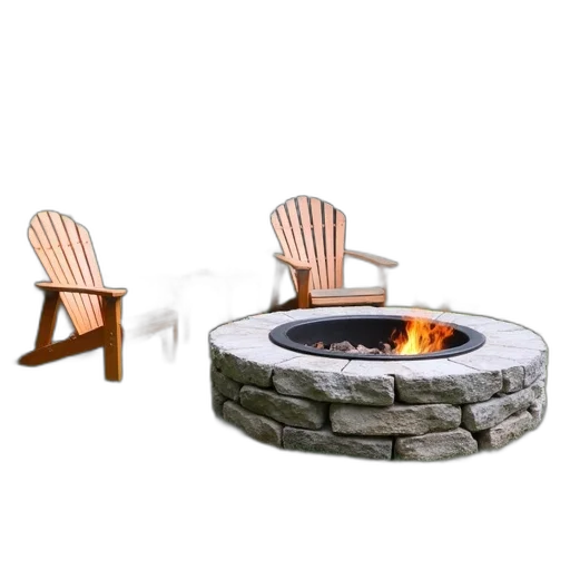 furniture, 3d render, fire, stone transparent PNG cut-out