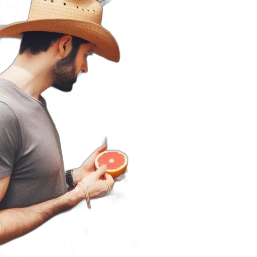 hat, food, weapon, photorealistic transparent PNG cut-out