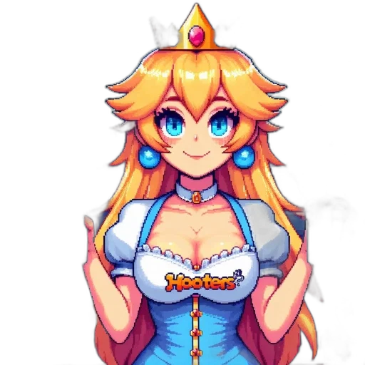 dress, crown, staff, pixel art transparent PNG cut-out