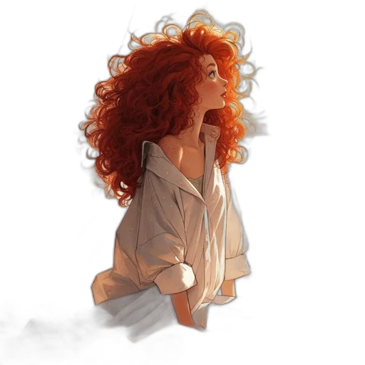 dress, hair, concept art, watercolor transparent PNG cut-out