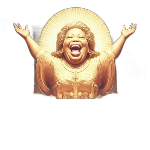 golden, laughing, female, statue transparent PNG cut-out