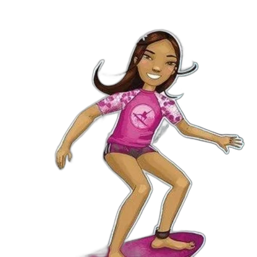 cartoon, concept art, girl, surfs transparent PNG cut-out