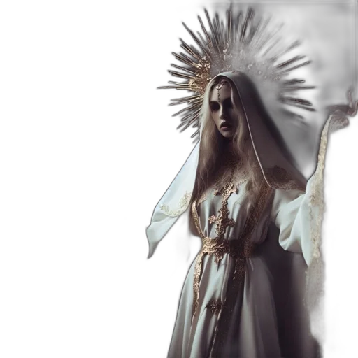 dress, crown, staff, creature transparent PNG cut-out