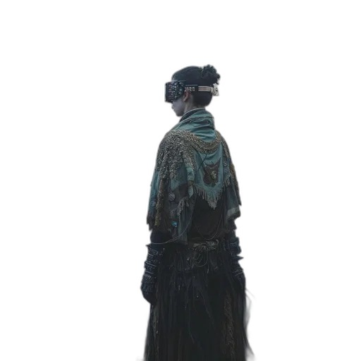 jacket, dress, staff, hat transparent PNG cut-out