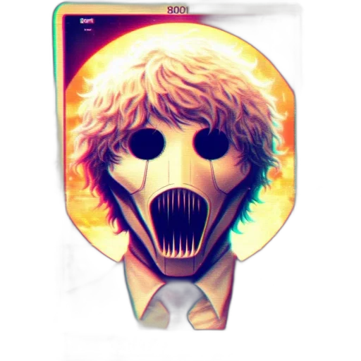mask, concept art, vaporwave, pixel art transparent PNG cut-out