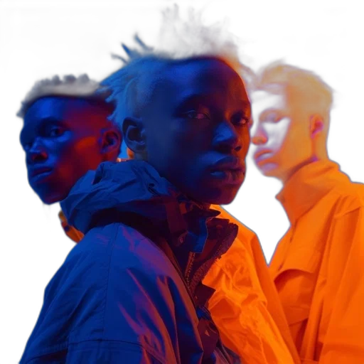 jacket, face, concept art, neon lights transparent PNG cut-out