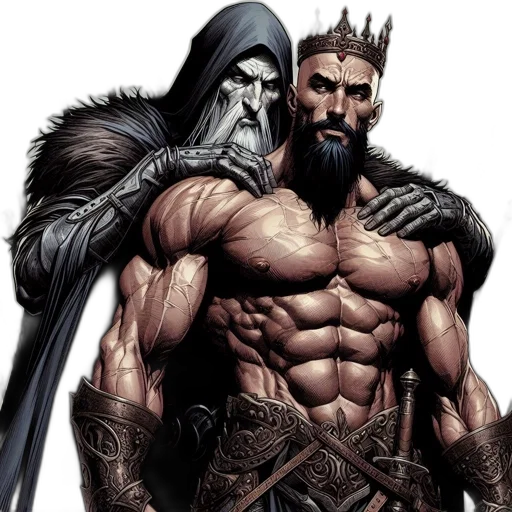 comic book art, fantasy art, concept art, two transparent PNG cut-out