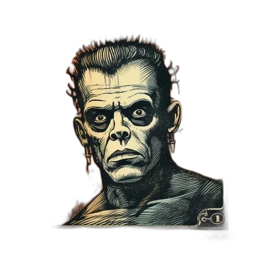 face, mask, creature, comic book art transparent PNG cut-out