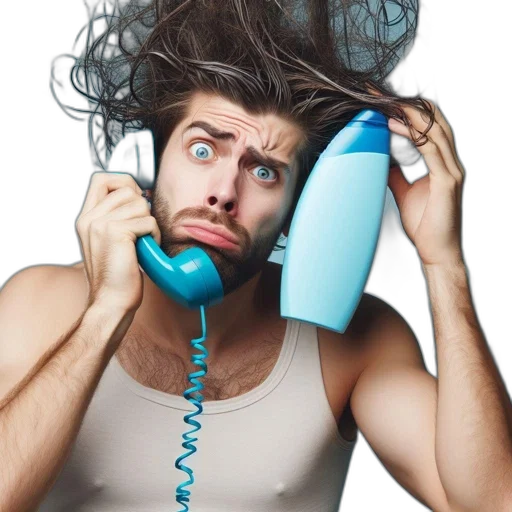 hair, man, tousled, holds transparent PNG cut-out