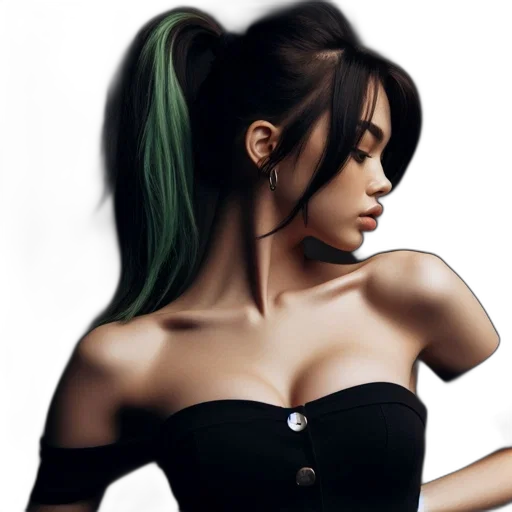 dress, hair, photorealistic, fantasy art transparent PNG cut-out