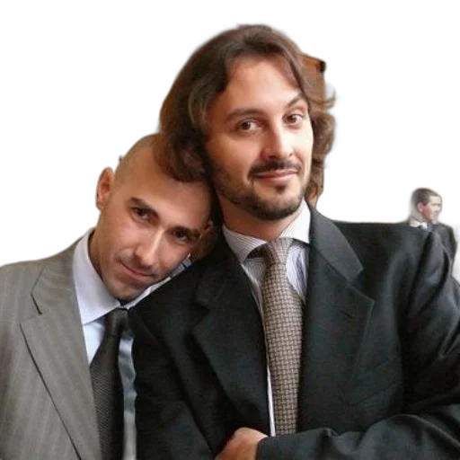 staff, jacket, hair, two transparent PNG cut-out