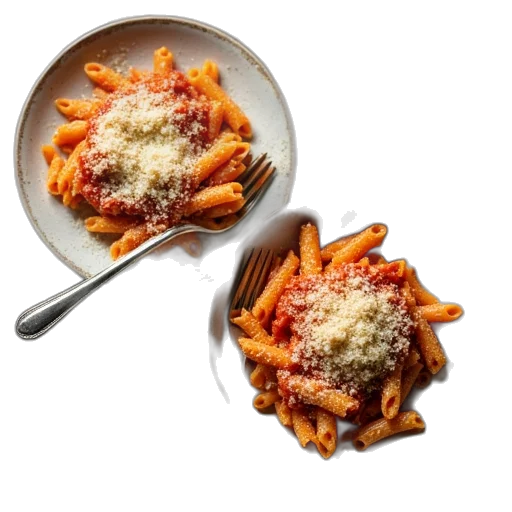 food, two, plates, pasta transparent PNG cut-out