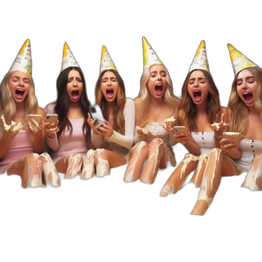 group, young, women, wear transparent PNG cut-out