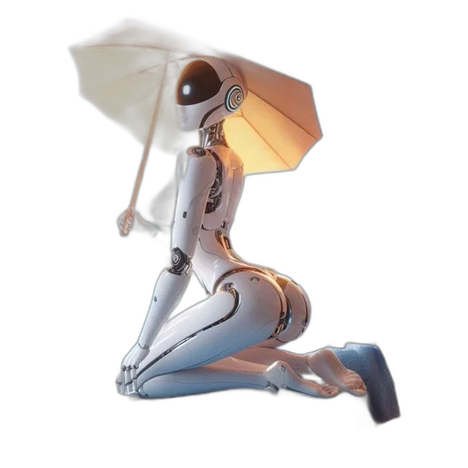 robot, umbrella, dress, creature transparent PNG cut-out